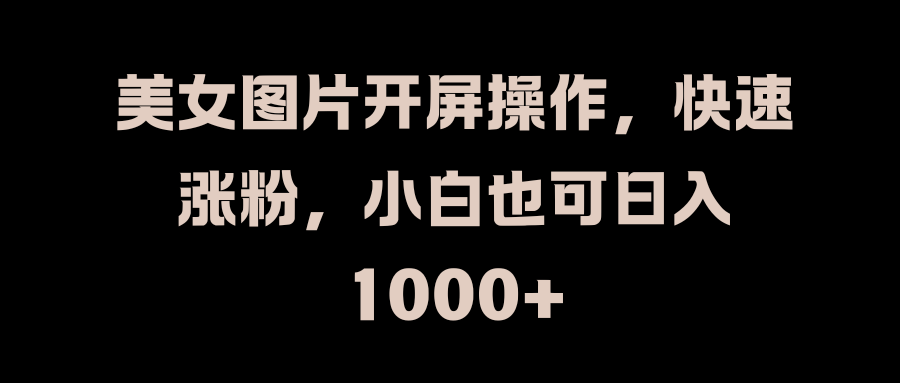 美女图片开屏操作，快速涨粉，小白也可日入1000+-阿戒项目库