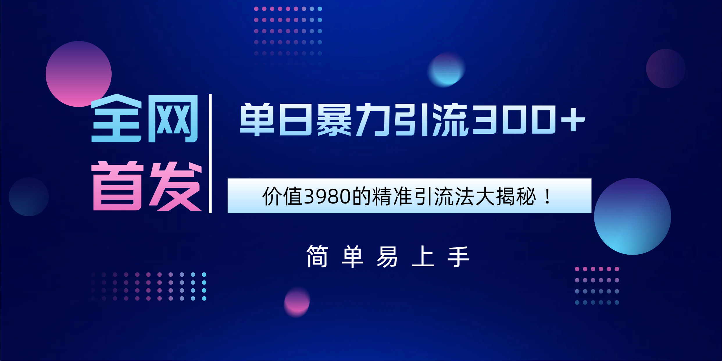 全网首发，价值3980单日暴力引流300+的精准引流法大揭秘！-阿戒项目库