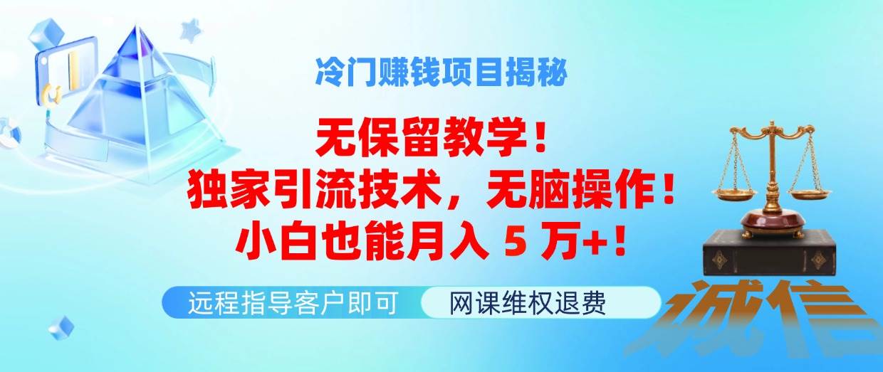 冷门赚钱项目无保留教学！独家引流技术，无脑操作！小白也能月入5万+！-阿戒项目库