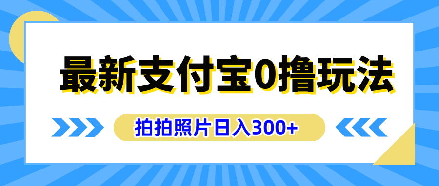 最新支付宝0撸玩法，拍照轻松赚收益，日入300+有手机就能做-阿戒项目库