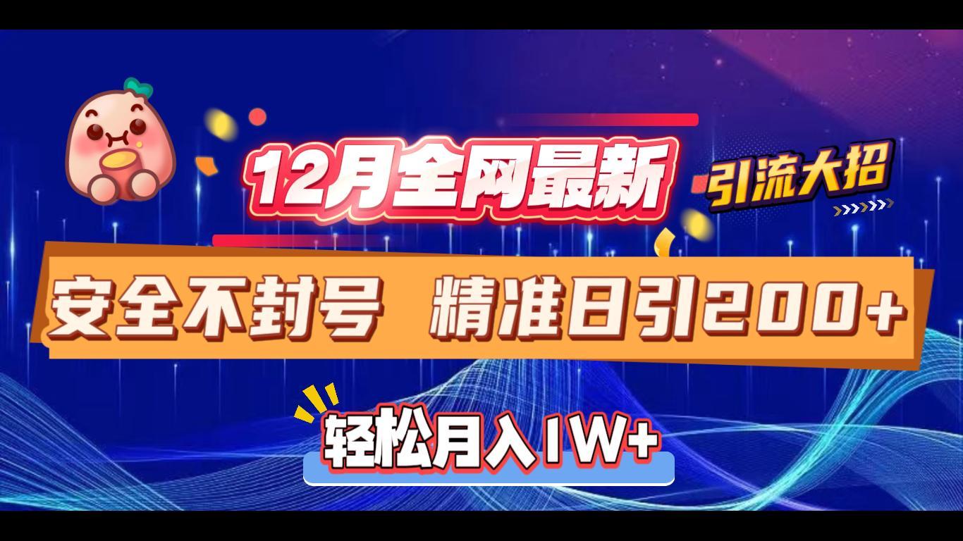 12月全网最新引流大招 安全不封号 日引精准粉200+-阿戒项目库