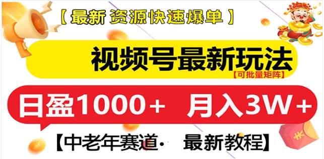 视频号独家玩法，老年养生赛道，无脑搬运爆款视频，日入1000+-阿戒项目库