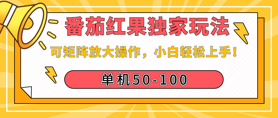 番茄红果独家玩法，单机50-100，可矩阵放大操作，小白轻松上手！-阿戒项目库