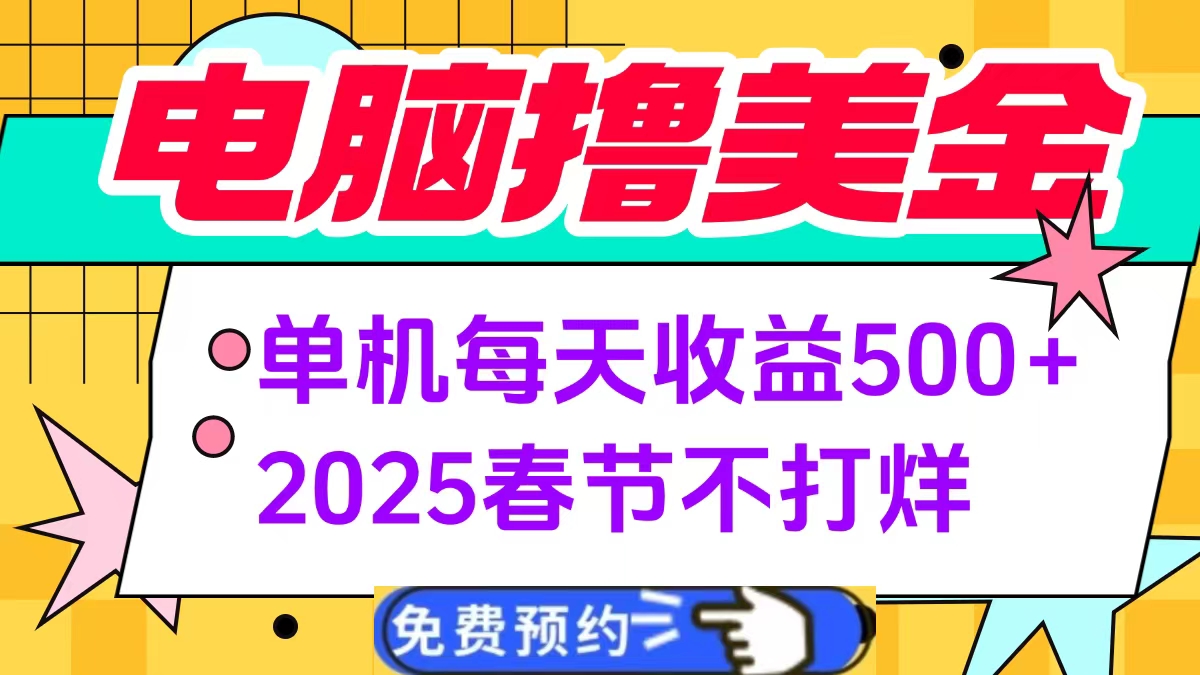 电脑撸美金单机每天收益500+，2025春节不打烊-阿戒项目库