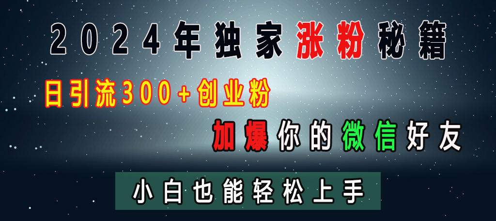 2024年独家涨粉秘籍，日引流300+创业粉，加爆你的微信好友，小白也能轻松上手-阿戒项目库