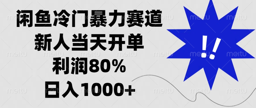 闲鱼冷门暴力赛道，利润80%，日入1000+新人当天开单，-阿戒项目库