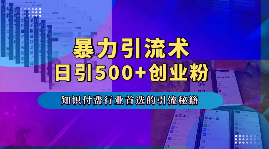 暴力引流术，专业知识付费行业首选的引流秘籍，一天暴流500+创业粉，五个手机流量接不完！-阿戒项目库