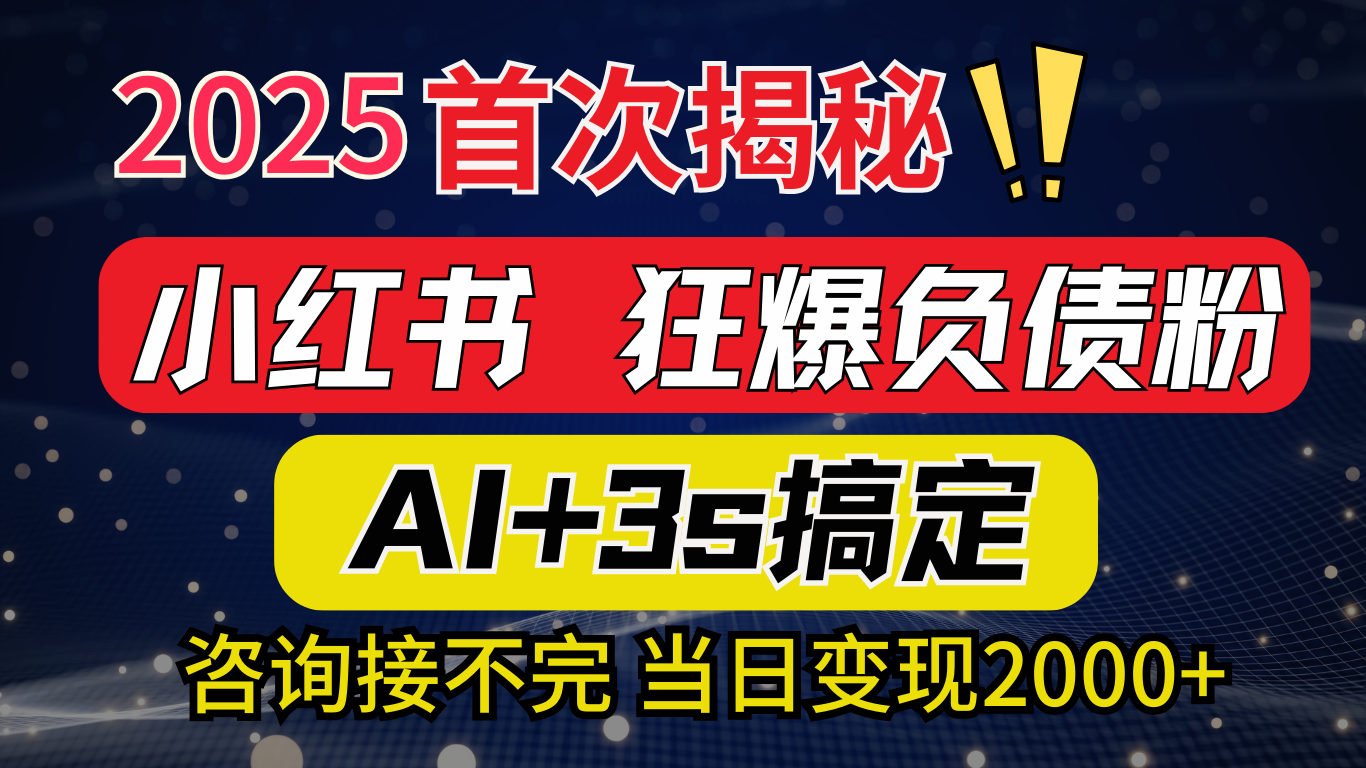 2025引流天花板：最新小红书狂暴负债粉思路，咨询接不断，当日入2000+-阿戒项目库