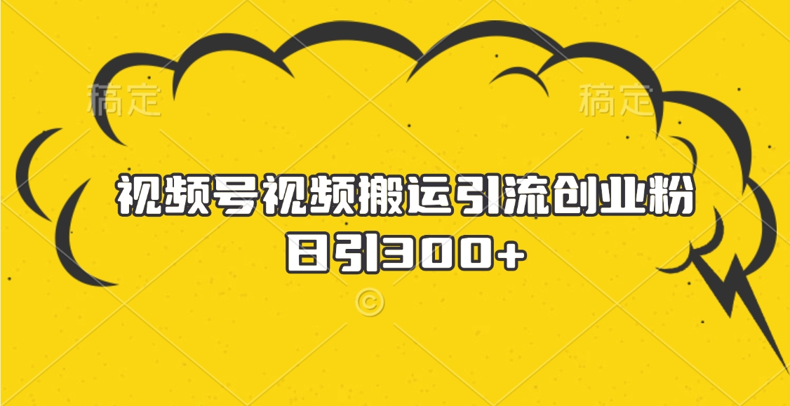 视频号视频搬运引流创业粉，日引300+-阿戒项目库