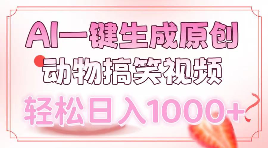 AI一键生成原创动物搞笑视频，轻松日入1000+-阿戒项目库