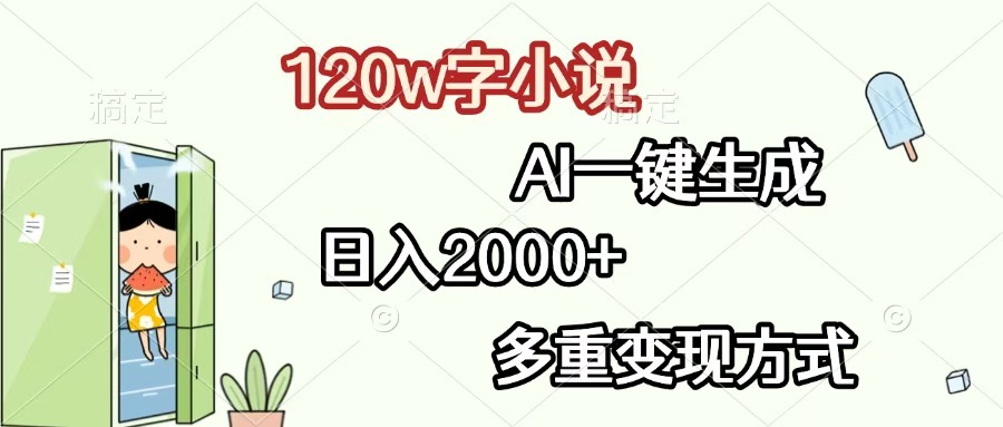 120w字小说，AI一键生成，日入2000+，多重变现方式-阿戒项目库