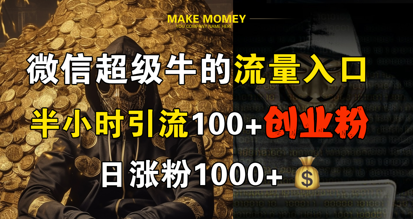 微信超级牛的流量入口，半小时引流100+创业粉，日涨粉1000+-阿戒项目库