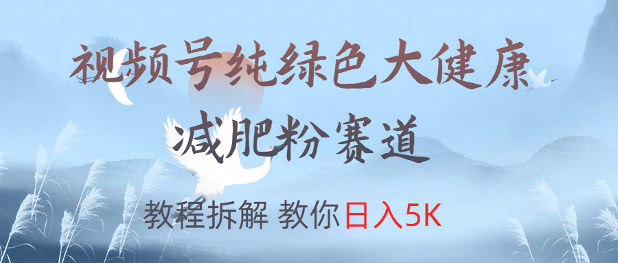 视频号纯绿色大健康粉赛道，教程拆解，教你日入5K-阿戒项目库