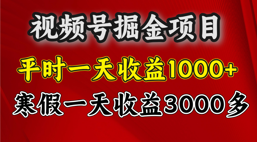 视频号掘金项目，寒假一天收益3000多-阿戒项目库