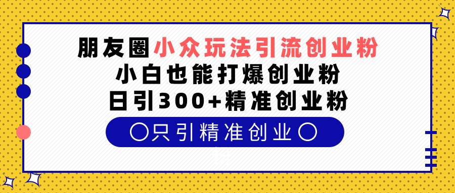 朋友圈小众玩法引流创业粉，小白也能打爆创业粉，日引300+精准创业粉-阿戒项目库