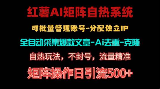 红薯矩阵自热系统，独家不死号引流玩法！矩阵操作日引流500+-阿戒项目库