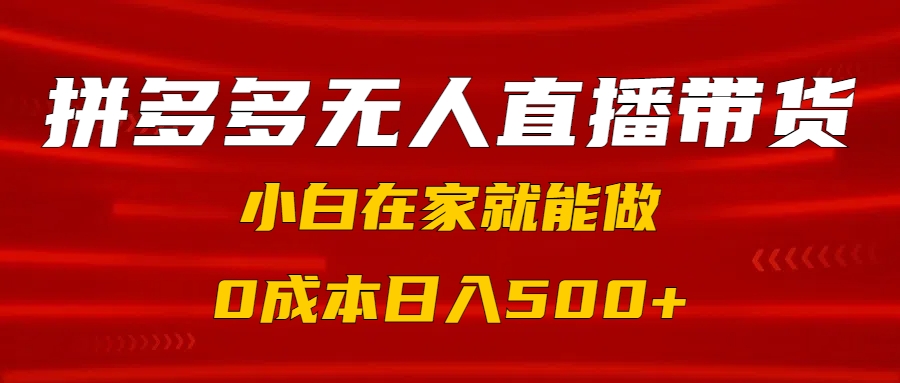 拼多多无人直播带货，小白在家就能做，0成本日入500+-阿戒项目库