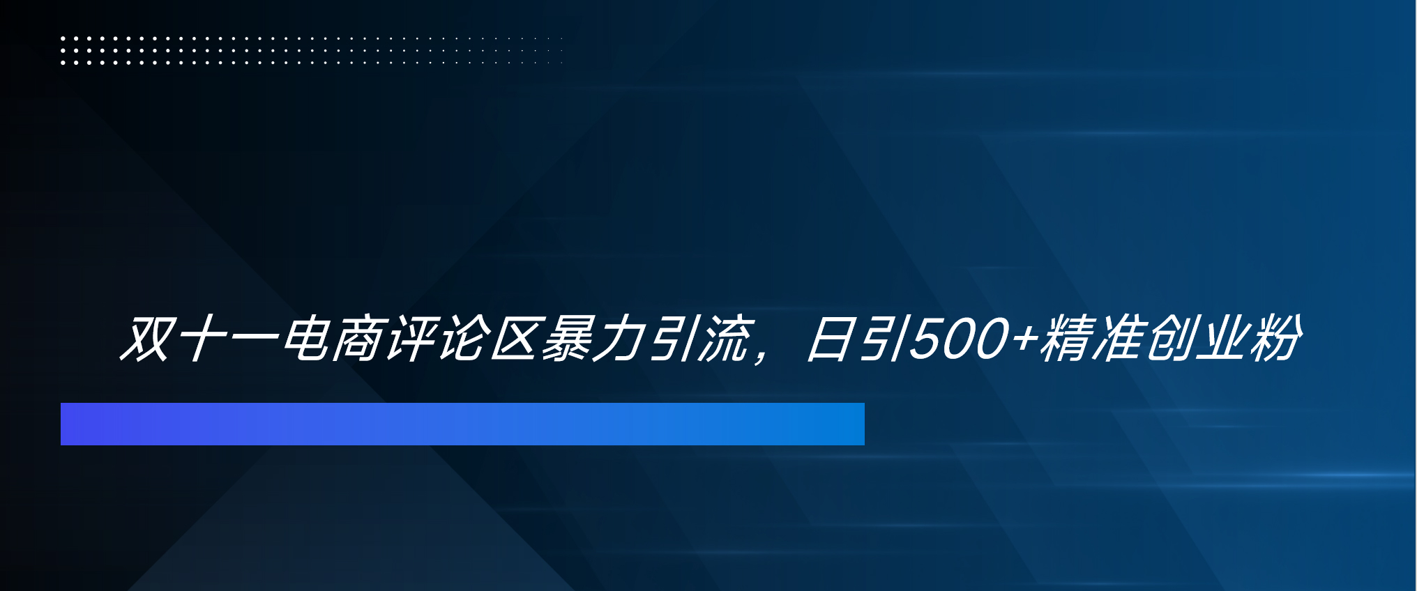 双十一电商评论区暴力引流，日引500+精准创业粉！！！-阿戒项目库