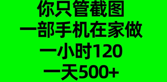 你只管截图，一部手机在家做，一小时120，一天500+-阿戒项目库