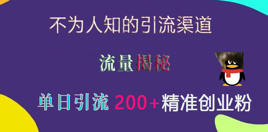 不为人知的引流渠道，流量揭秘，实测单日引流200+精准创业粉-阿戒项目库