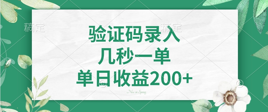 验证码录入，几秒一单，单日收益200+-阿戒项目库