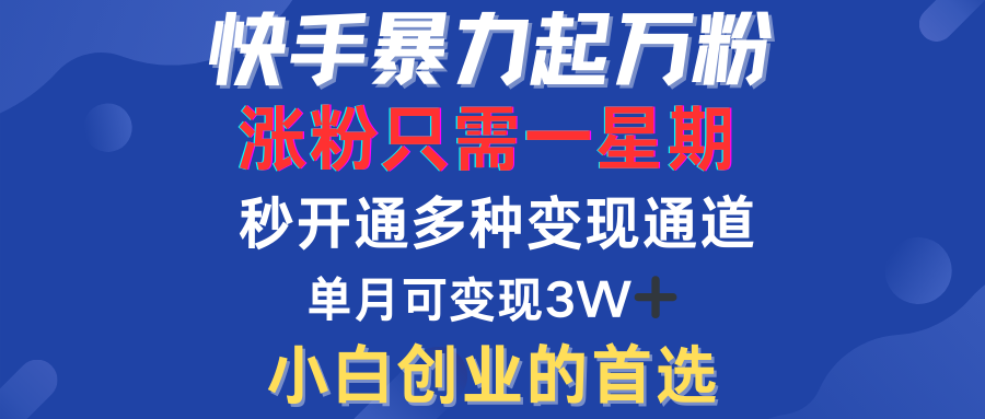 快手暴力起万粉，涨粉只需一星期！多种变现模式-阿戒项目库