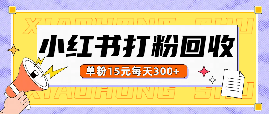 小红书打粉，单粉15元回收每天300+-阿戒项目库