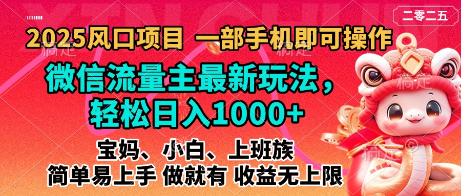 2025蓝海风口项目，微信流量主最新玩法，轻松日入1000+，简单易上手，做就有 收益无上限-阿戒项目库