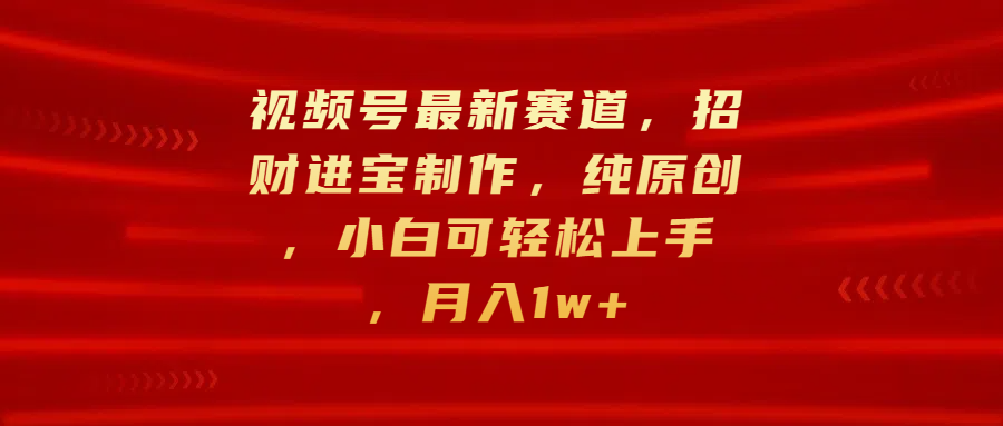 视频号最新赛道，招财进宝制作，纯原创，小白可轻松上手，月入1w+-阿戒项目库