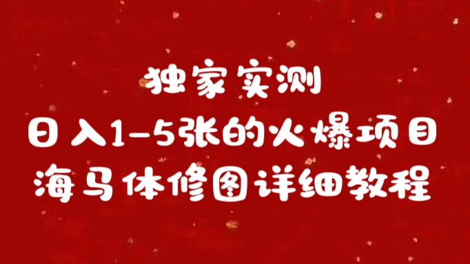 独家实测日入1-5张海马体修图    详细教程-阿戒项目库