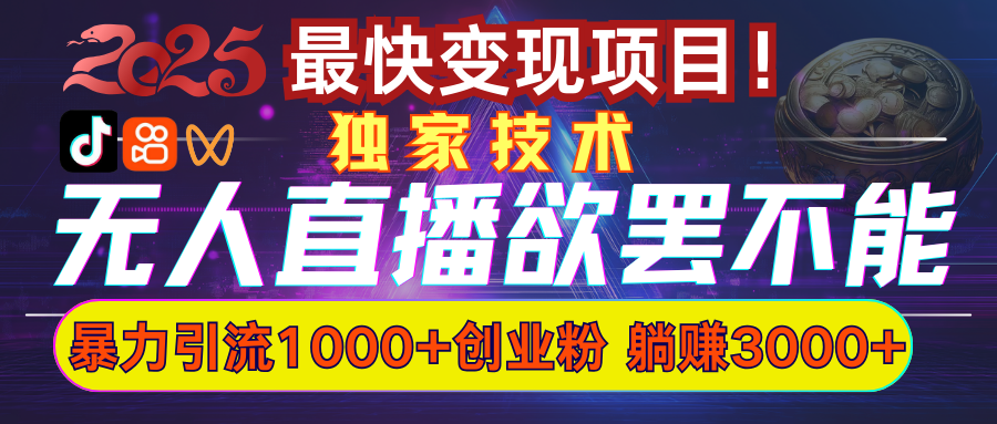 欲罢不能的无人直播引流，超暴力日引流1000+高质量精准创业粉-阿戒项目库