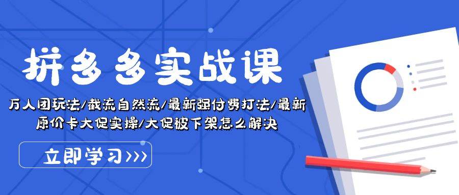 拼多多·实战课：万人团玩法/截流自然流/最新强付费打法/最新原价卡大促..-阿戒项目库