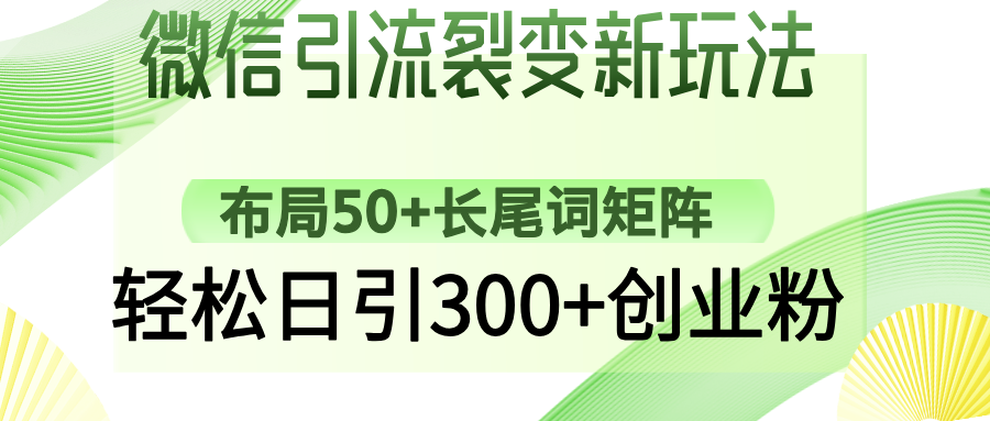 微信引流裂变新玩法：布局50+长尾词矩阵，轻松日引300+创业粉-阿戒项目库