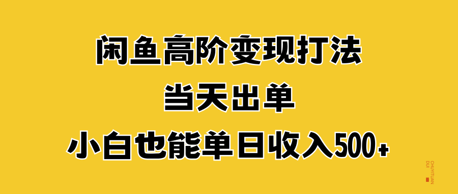 闲鱼高阶变现打法，当天出单，小白也能单日收入500+-阿戒项目库