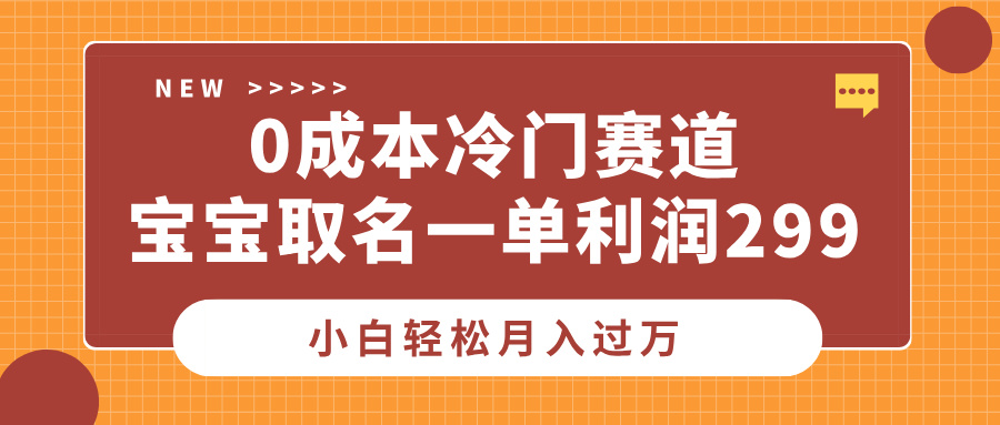 0成本冷门赛道，宝宝取名一单利润299，小白轻松月入过万-阿戒项目库