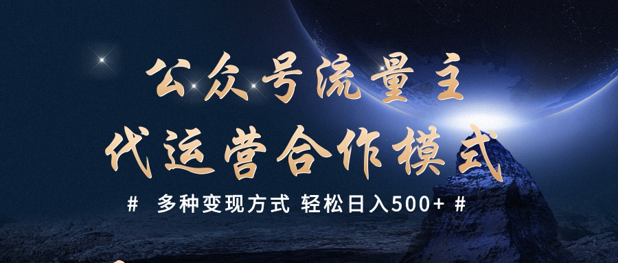 公众号流量主代运营  多种变现方式 轻松日入500+-阿戒项目库