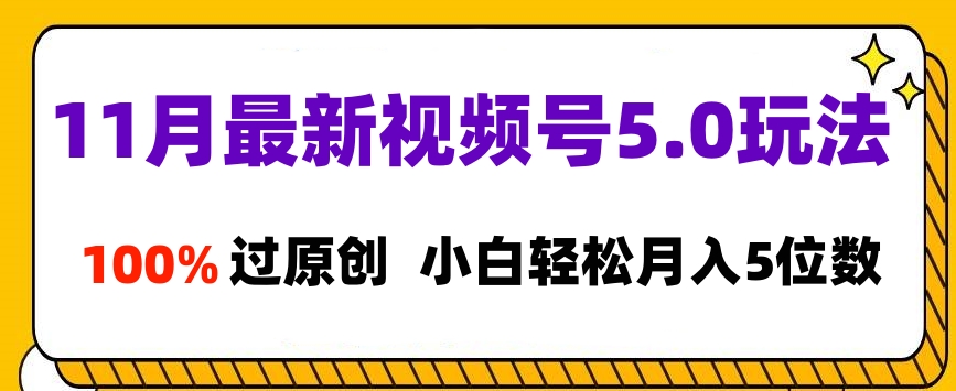 11月最新视频号5.0玩法，100%过原创，小白轻松月入5位数-阿戒项目库