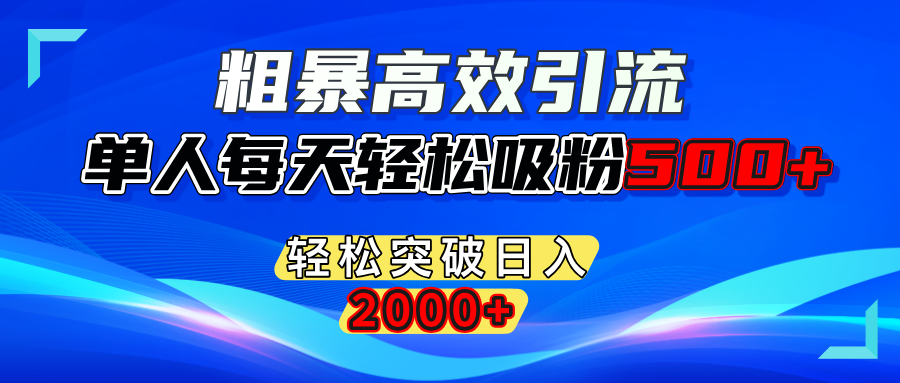 粗暴高效引流,单人每天轻松吸粉500+,轻松突破日入2000+-阿戒项目库