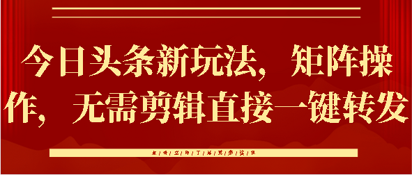 今日头条新玩法，矩阵操作，无需剪辑直接一键转发-阿戒项目库