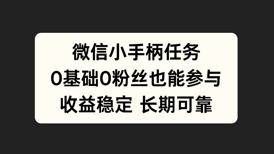 微信小手柄任务，0基础也能参与，收益稳定-阿戒项目库