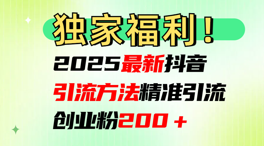 2025最新抖音引流方法每日精准引流创业粉200＋-阿戒项目库