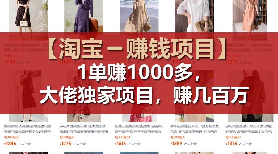 【淘宝赚钱项目】1单可赚1000多，大佬独家项目，年赚几百万-阿戒项目库