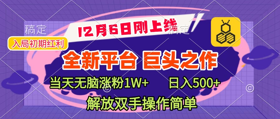 全新引流平台，巨头之作，当天无脑涨粉1W+，日入现500+，解放双手操作简单-阿戒项目库