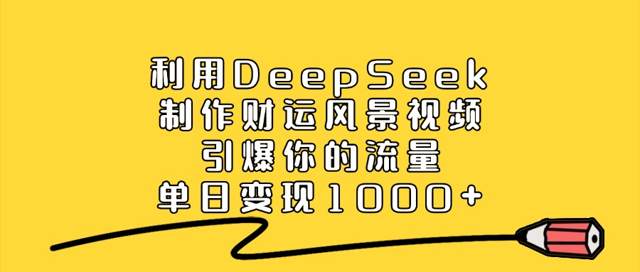 利用DeepSeek制作财运风景视频，引爆你的流量，单日变现1000+-阿戒项目库