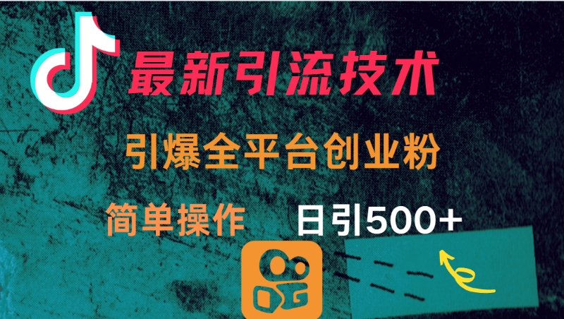 最新引流方法，引爆全平台创业粉操作简单，日引300＋-阿戒项目库