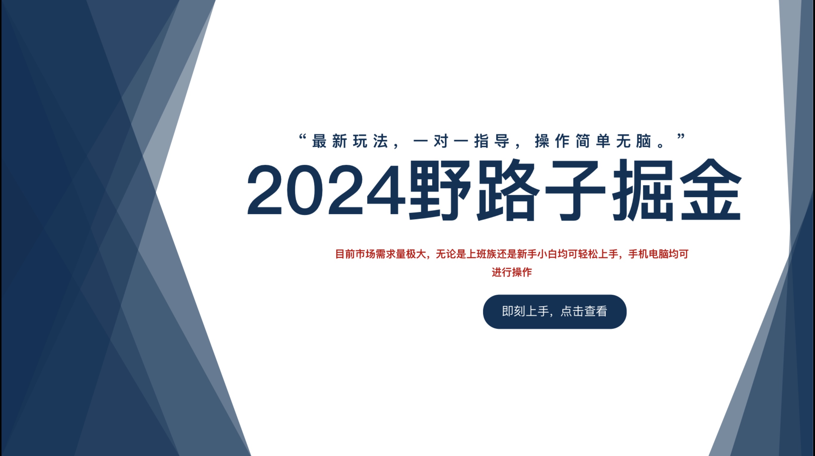 2024野路子掘金，最新玩 法， 一对一指导，操作简单无脑。-阿戒项目库