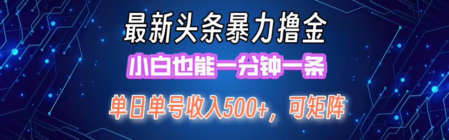 最新头条撸金，小白也能一分钟一条-阿戒项目库