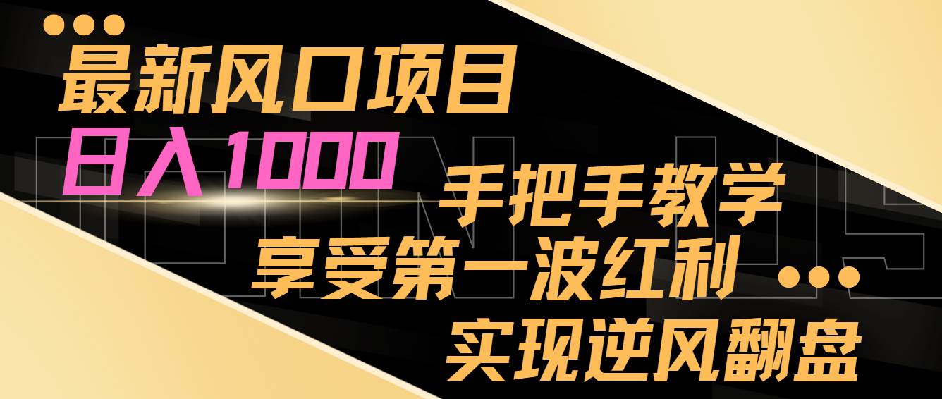 最新风口项目，日入过千，抓住当下风口，享受第一波红利，实现逆风翻盘-阿戒项目库