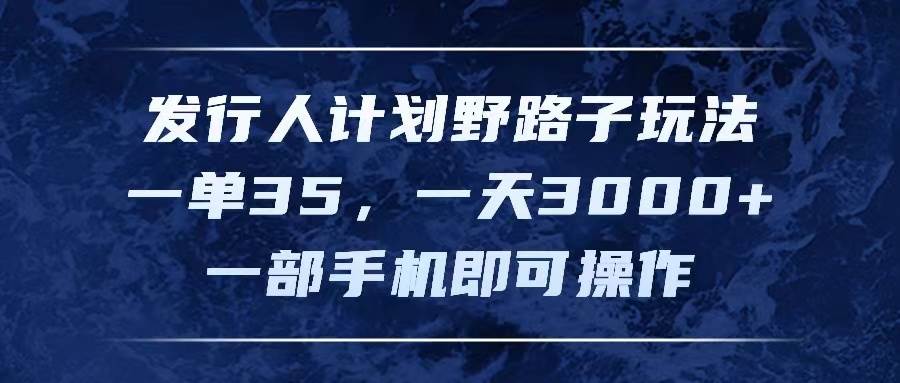 发行人计划野路子玩法，一单35，一天3000+，一部手机即可操作-阿戒项目库