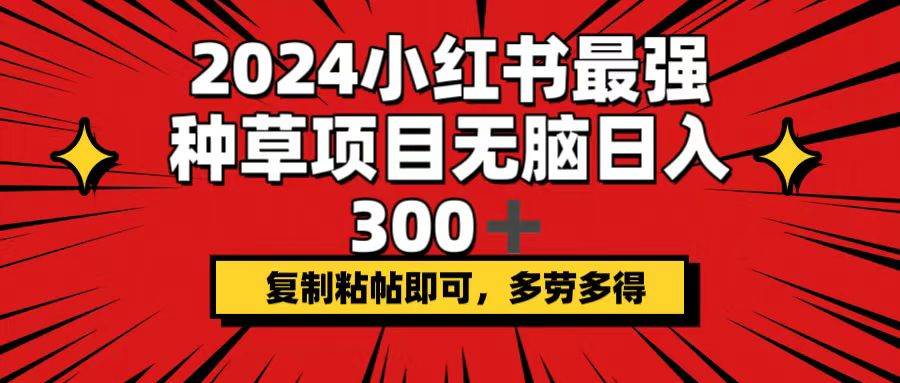 2024小红书最强种草项目，无脑日入300+，复制粘帖即可，多劳多得-阿戒项目库